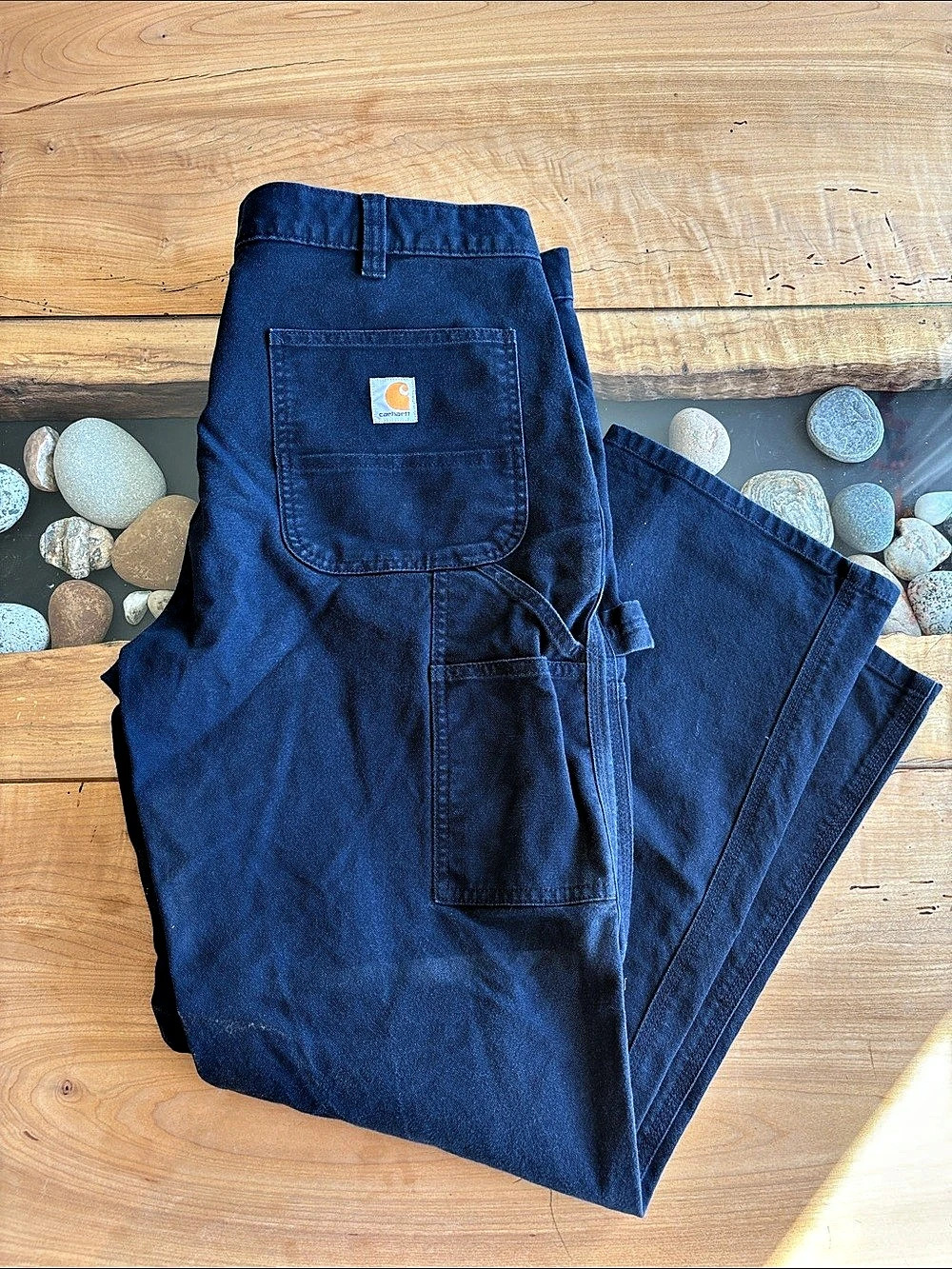 Carhartt Relaxed Fit Canvas Carpenter Work Pants Cargo Pants in Blue Like New
